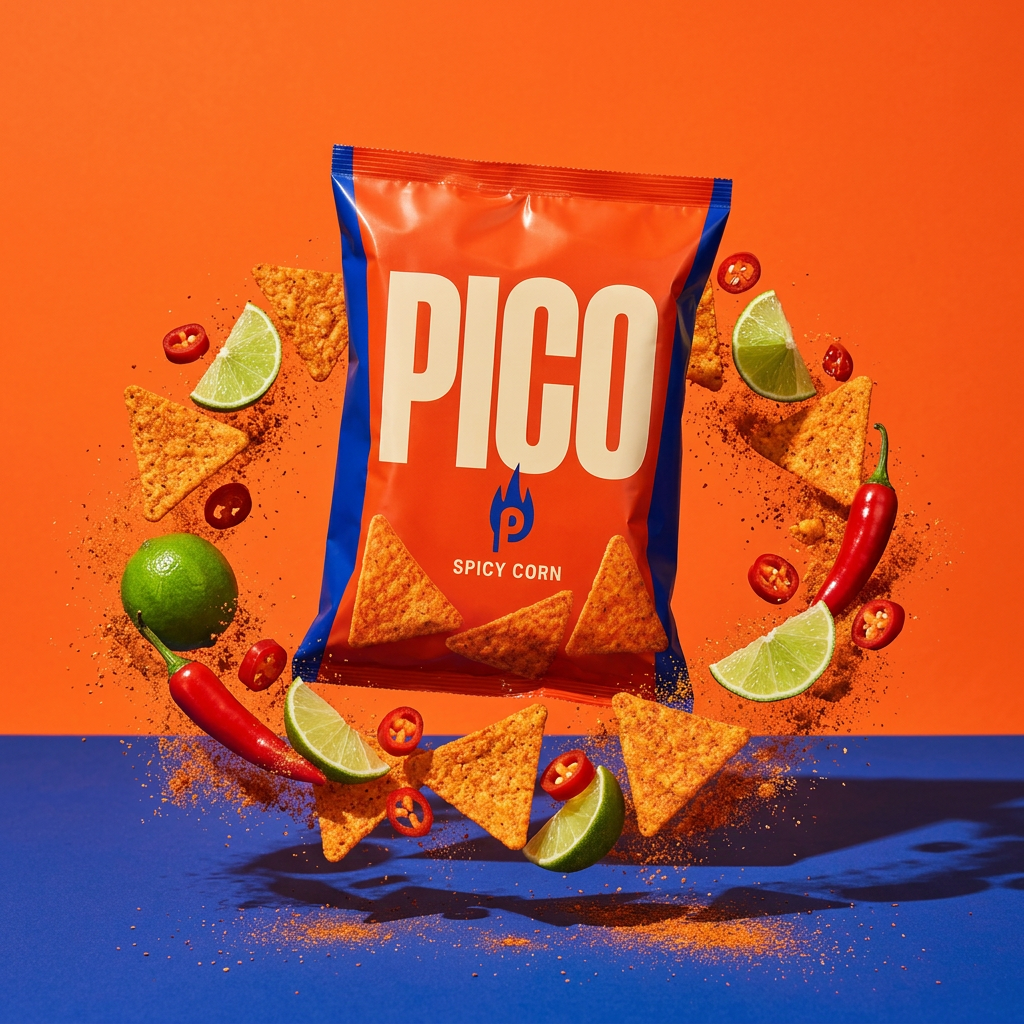 Pico pack surrounded by crisps, chilli and lime